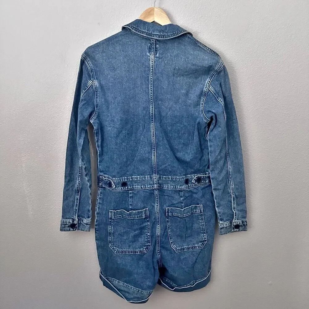GAP | NWT Denim Utility Romper Washwell Long Sleeve Shorts Jumpsuit | Size 8 - Picture 3 of 11
